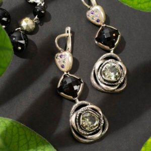 Aros fantasía negros y strass
